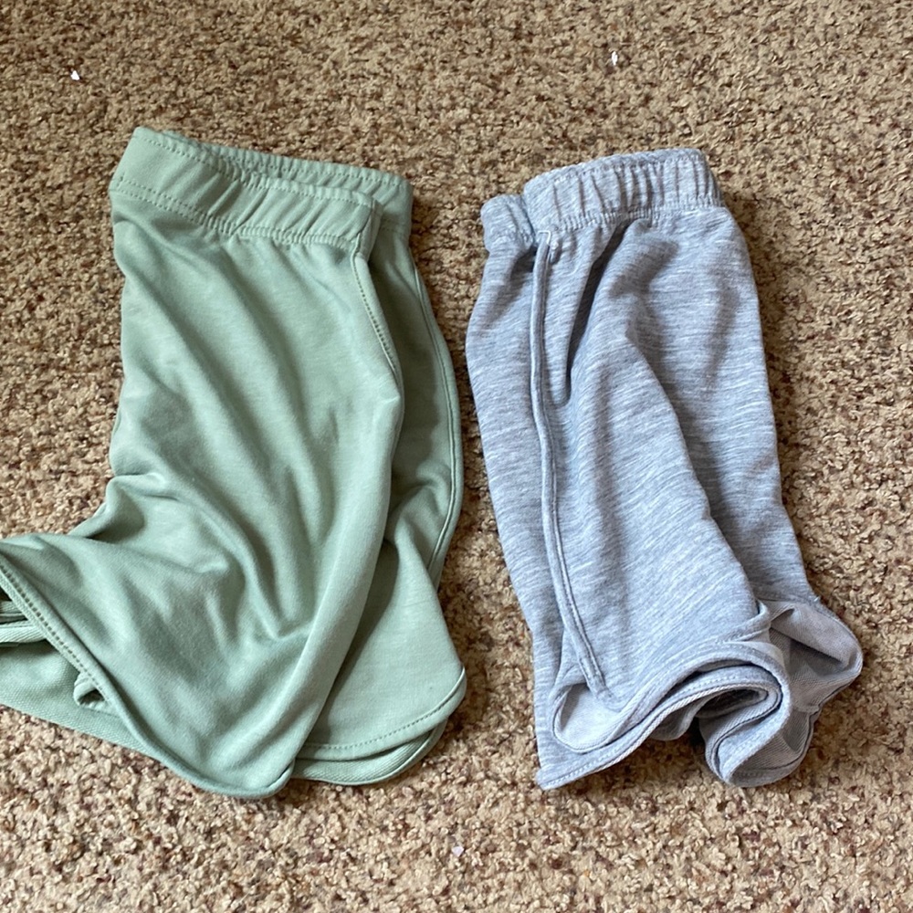 green and grey comfy shorts
